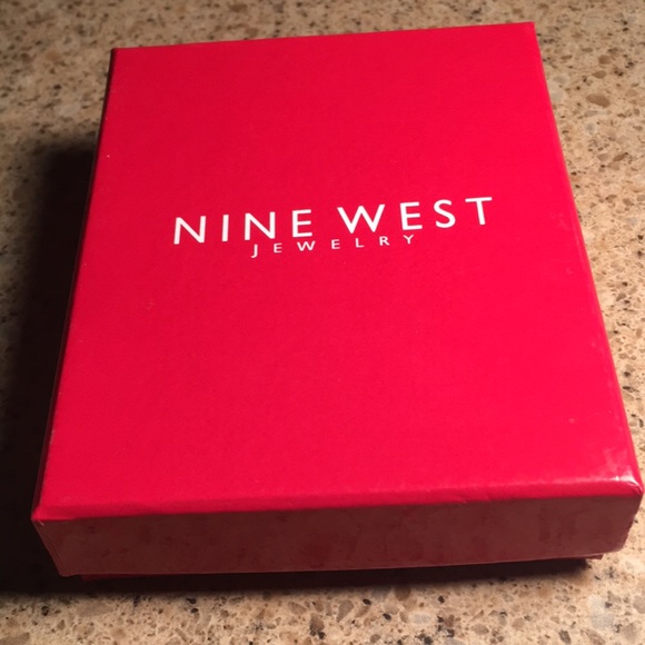 Nine West NEW box Teal green blue inlaid earring necklace Silvertone gift set - Picture 6 of 17